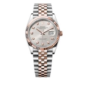 롤렉스 데이저스트 36mm 126231-0039 Half Rose Gold Diamond Fluted Motif Silver Dial Jubilee[VS]