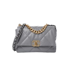 [프리미엄/해외배송]샤넬 19백 스몰 플랩 백(그레이/금장/램스킨)