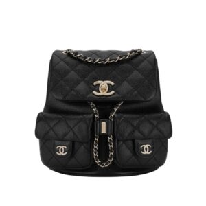 [프리미엄/해외배송]샤넬 듀마 백팩 더블포켓 미디엄(블랙/금장/캐비어)