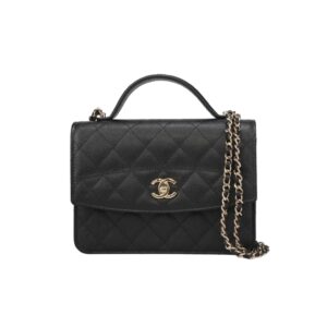 [프리미엄/해외배송]샤넬 브리프 탑핸들 미니 백팩(블랙/금장/캐비어)