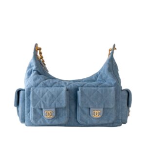 [프리미엄/해외배송]샤넬 크루즈 맥시 호보 백(블루/금장/데님)