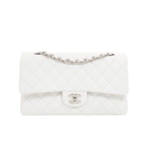 [프리미엄/해외배송]샤넬 클래식 플랩 백 미디엄(화이트/은장/캐비어)