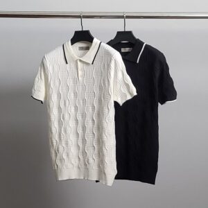 [국내배송]보테가 베네타 엠보패턴 반팔 카라 니트